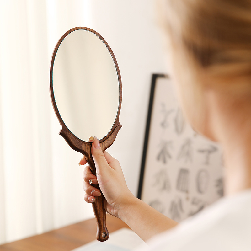 Beauty Makeup Definition - Lustro ręczne z litego drewna orzecha