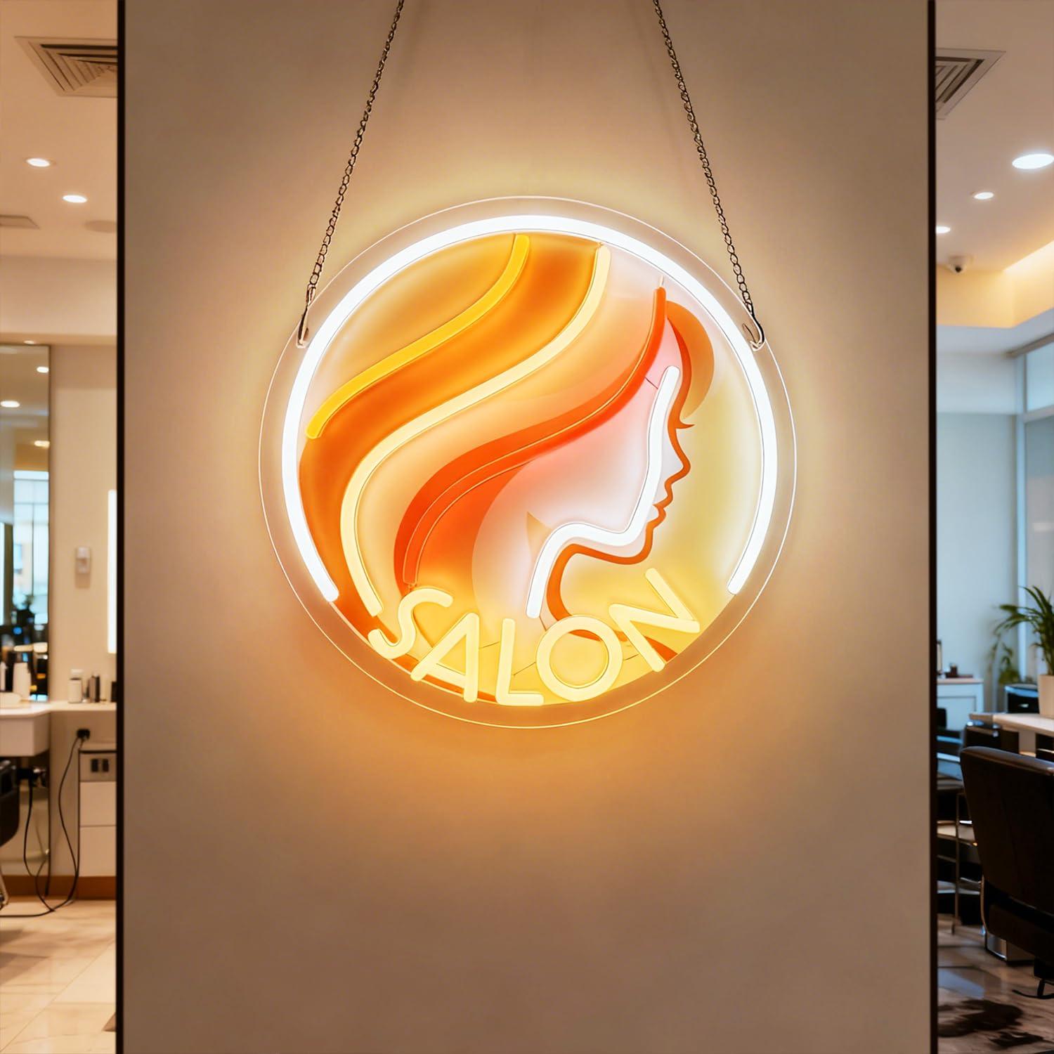Makeup Beauty Lounge - Neonowy szyld LED z profilem kobiety,